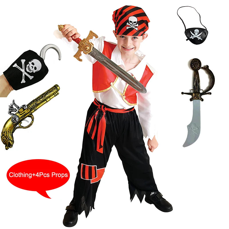 Boys Halloween Cosplay Arabian Indian Prince of Rome Egypt Kids Primitive Pirate Costumes