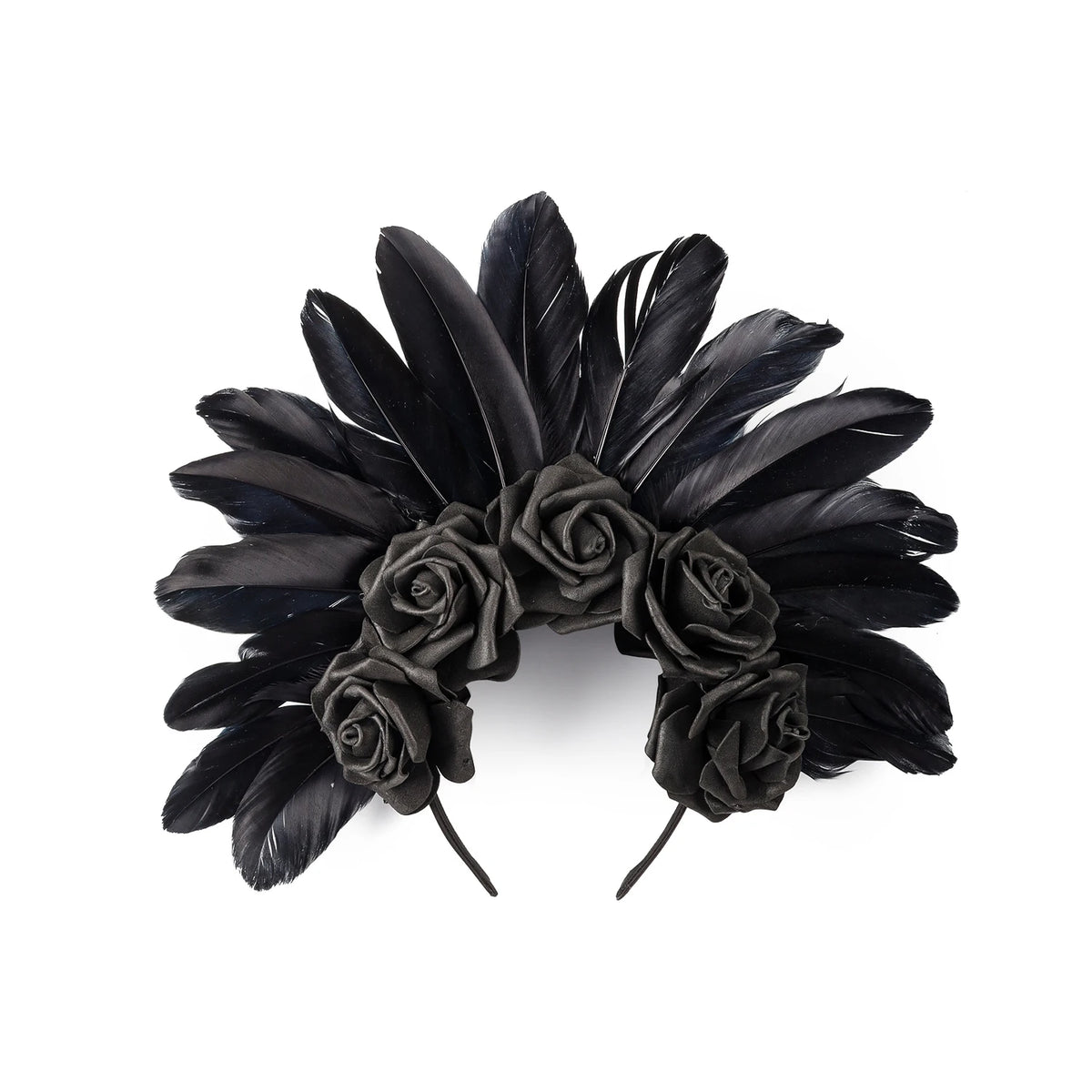 Carnival Showgirl Feather Rose Halo Headpiece Hairband Costume Headdress