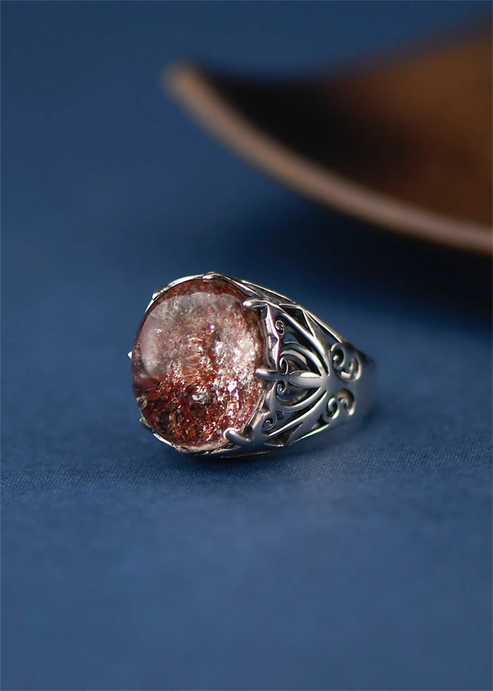 The Seeker of The Lost S925 Sterling Silver Ring Natural Ghost Crystal