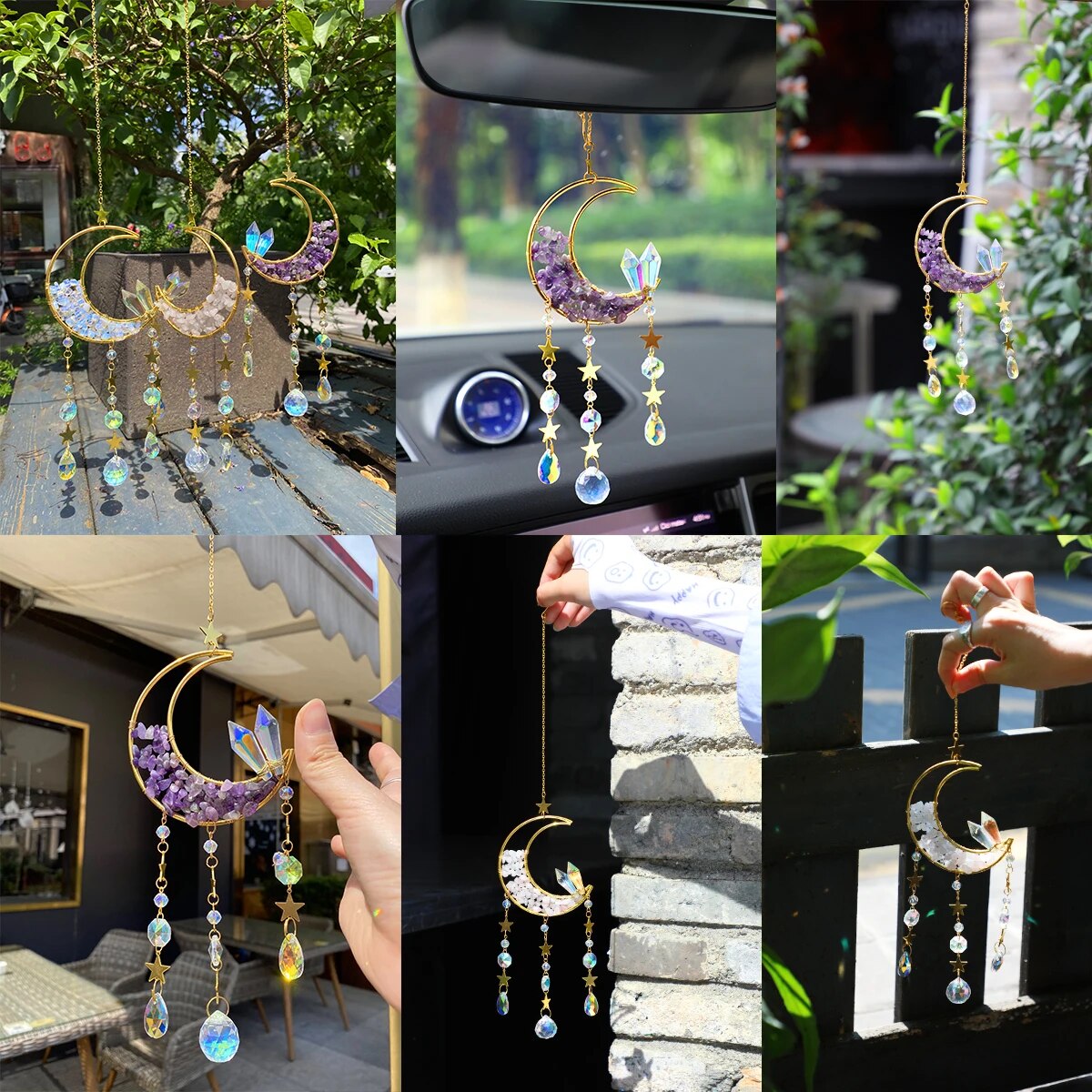 Sun Catcher Moon Crystal Rainbow Prism Garden Home Decor