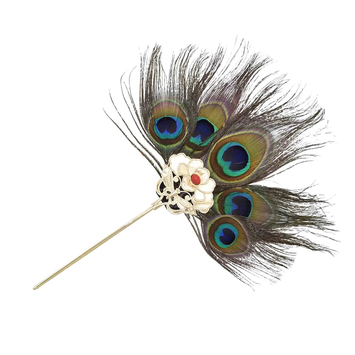 Peacock Feather Hairpins