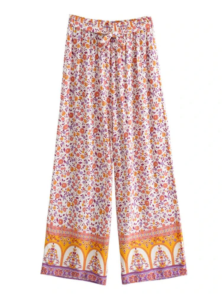 Maysoon's Boho Two Piece Set Wide Leg Pants & Crop Top