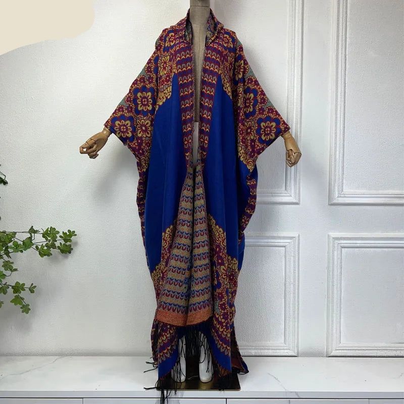 Boho Long Hooded Winter Cloak Cardigan Coat