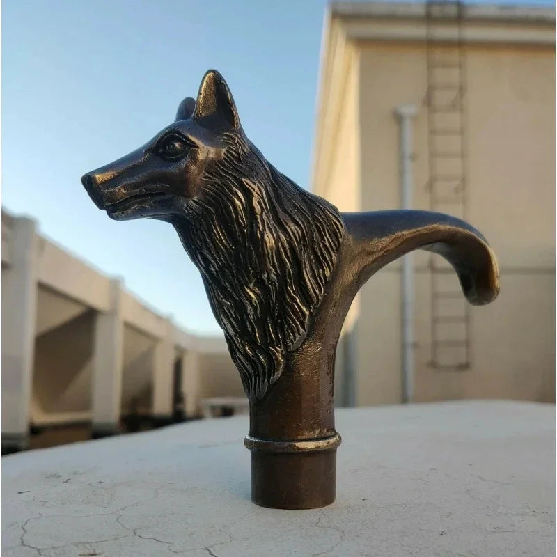 Wild Wolf Victorian Walking Stick Gun Bronze Head Cane Handle