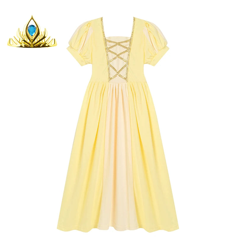 Soft Princess Dress for Girls Kids Halloween Cosplay Belle Cinderella Aurora Melinda Snow White Costume