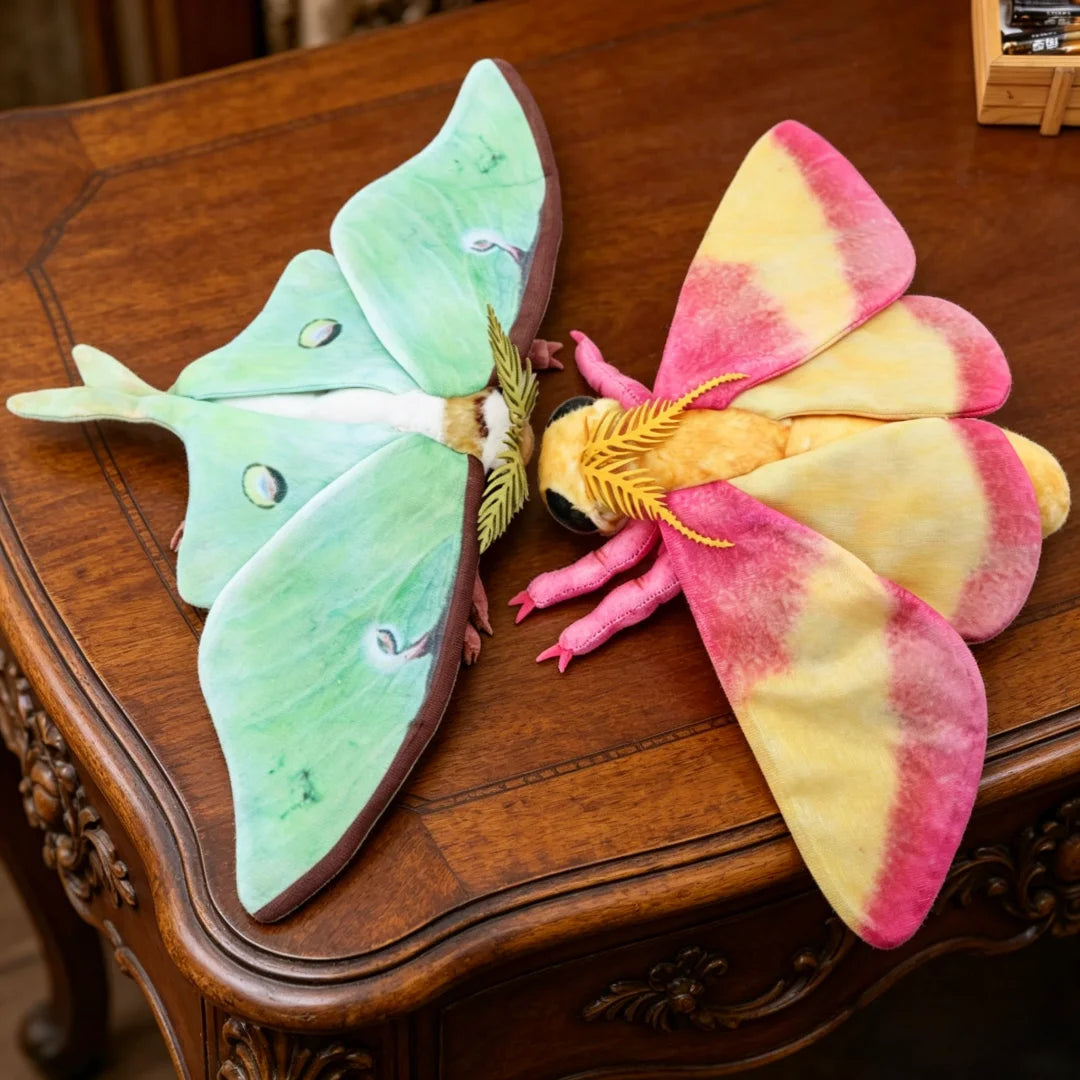 Cute Luna Moth and Rosy Maple Moth Plush Toys Soft Stuffed Animal Plushie for Insect Lovers Gift Idea