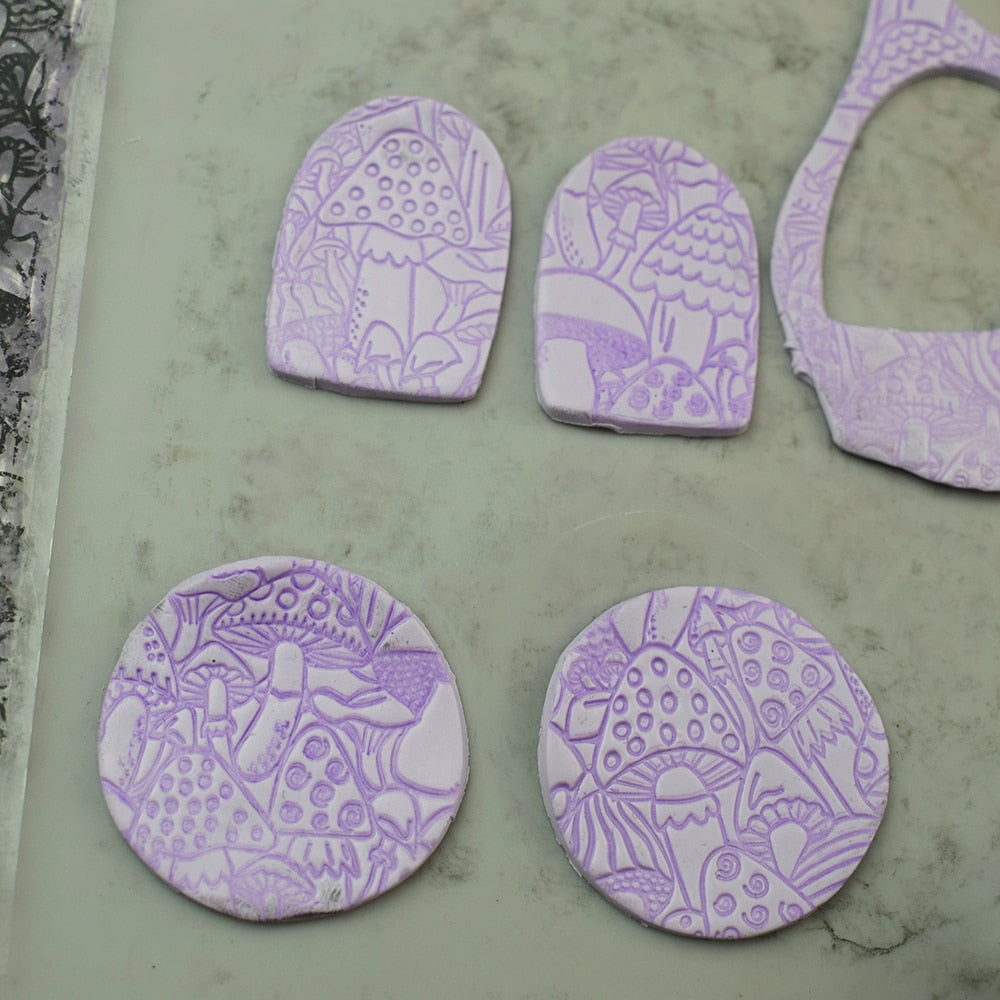 Mushroom Polymer Clay Stamp Emboss Texture Pottery Clay Craft Supplies