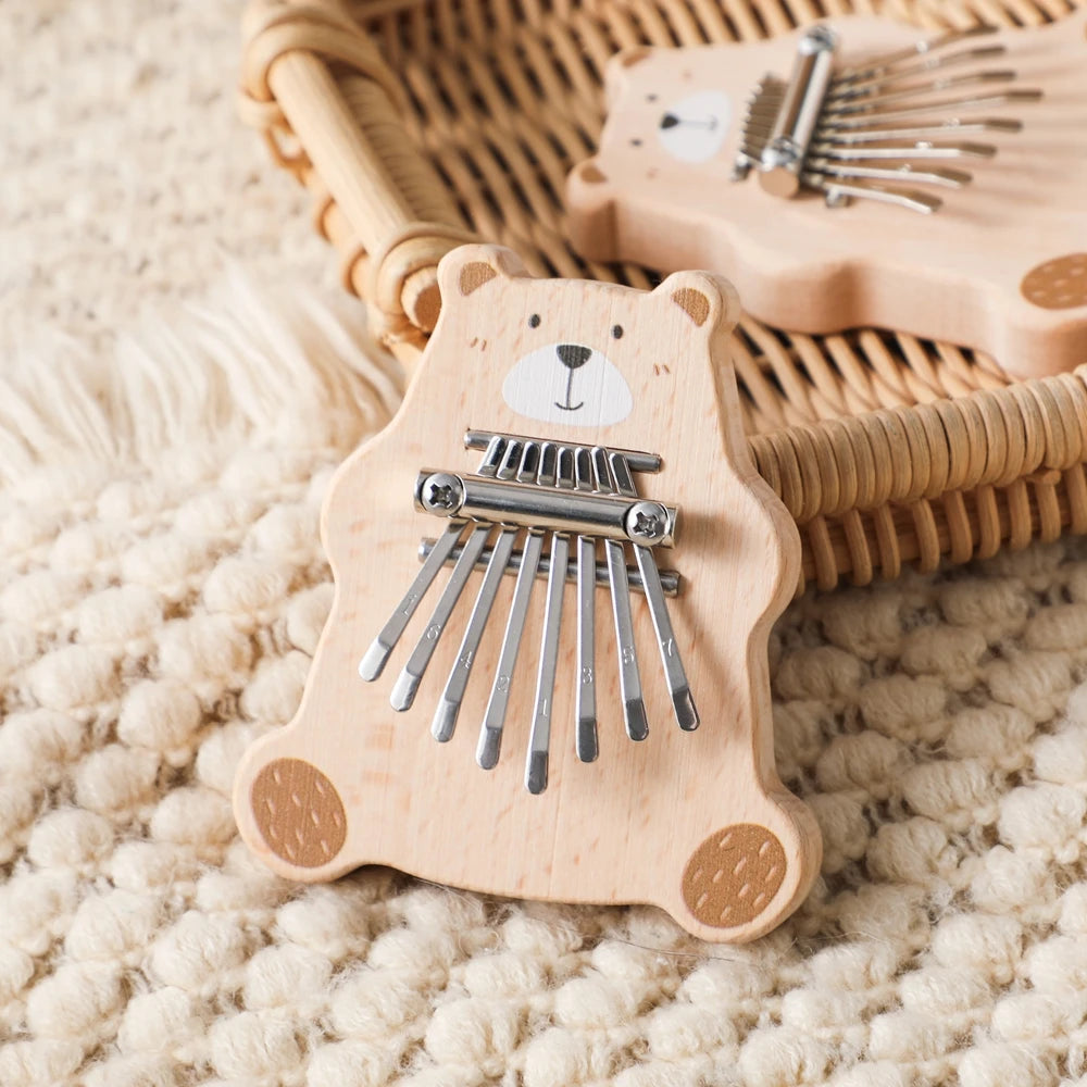 Bear Kalimba 8 Key Mini Thumb Piano Montessori Musical Instrument Toys for Children