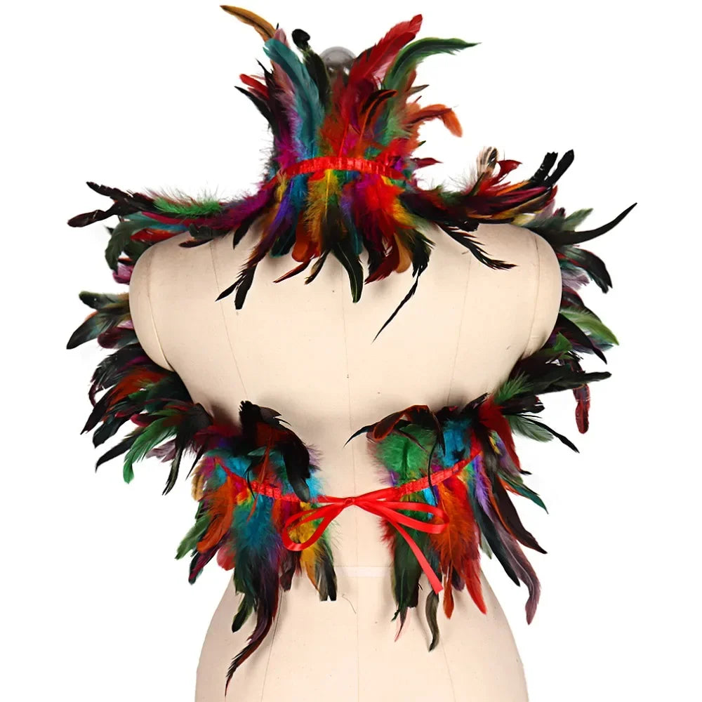 Feather Shoulder Epaulettes Festival Rave Wear