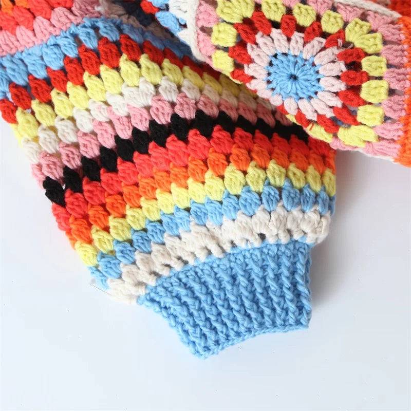 Gam Gam Granny Squares Knit Buttonless Cardigans