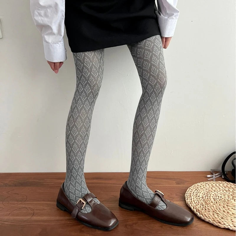 Velvety Jacquard Tights Pantyhose