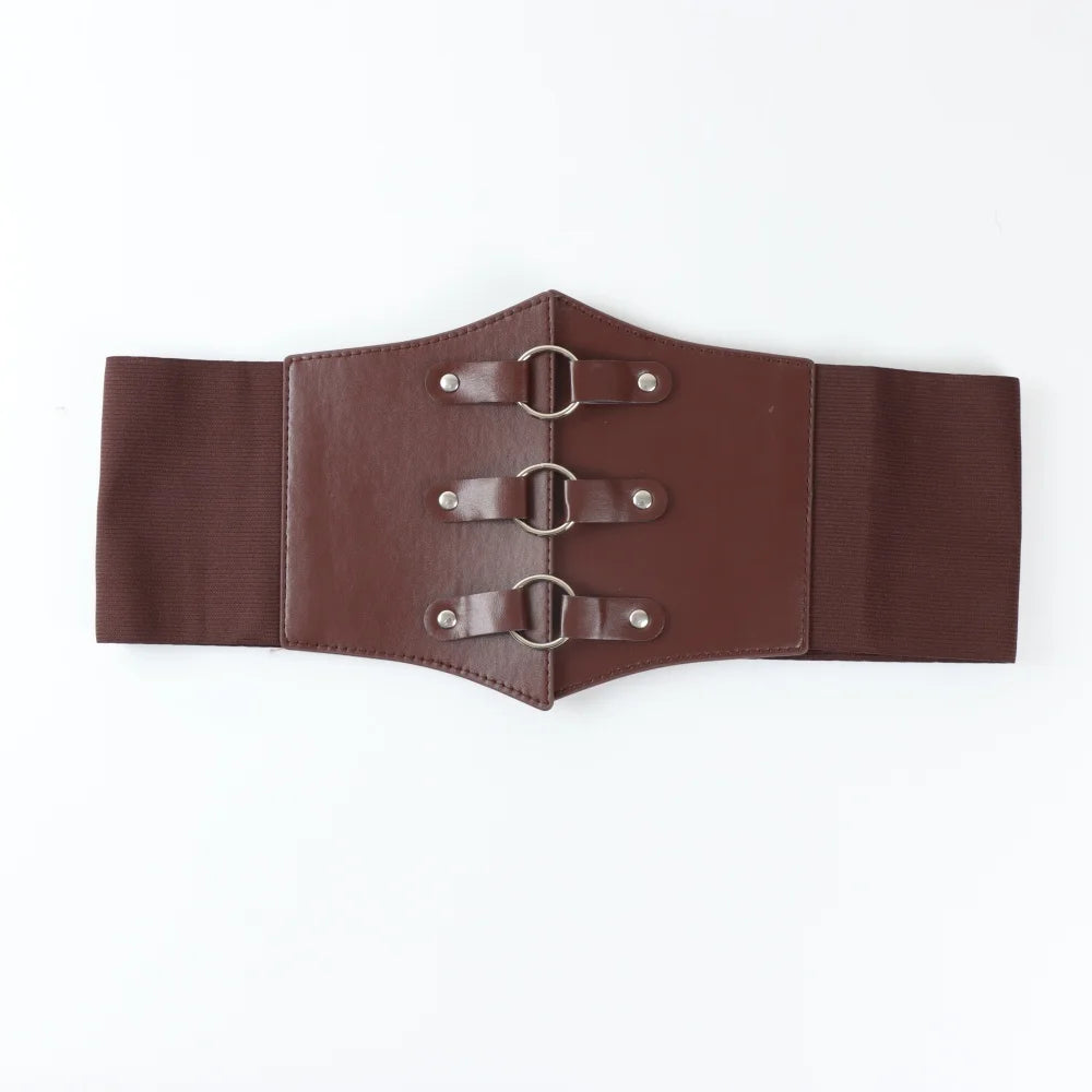 Dark Gothic PU Wide Waistband Steampunk Waist Cinch Underbust Corset
