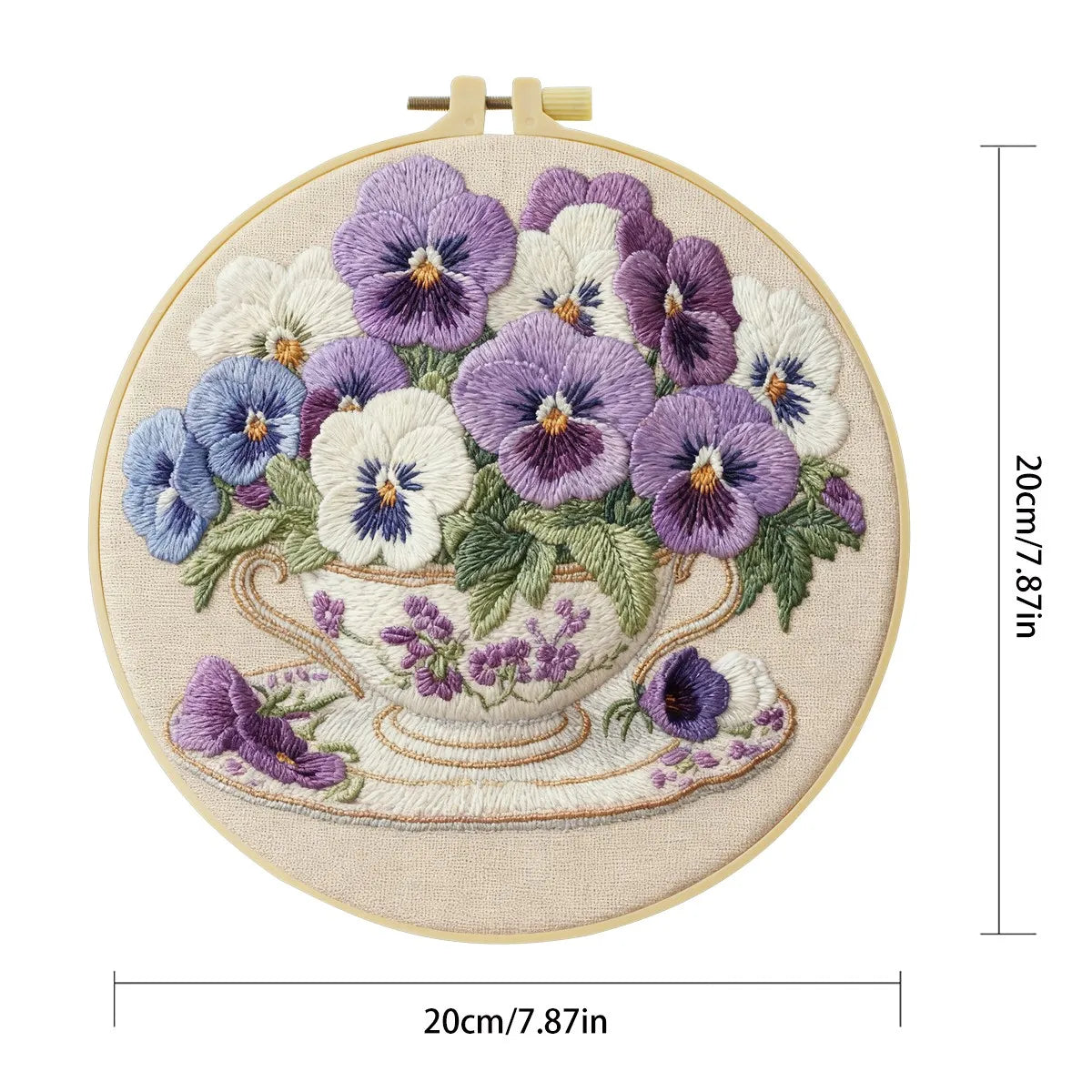 Pansies Flowers DIY Embroidery Kit for Beginners