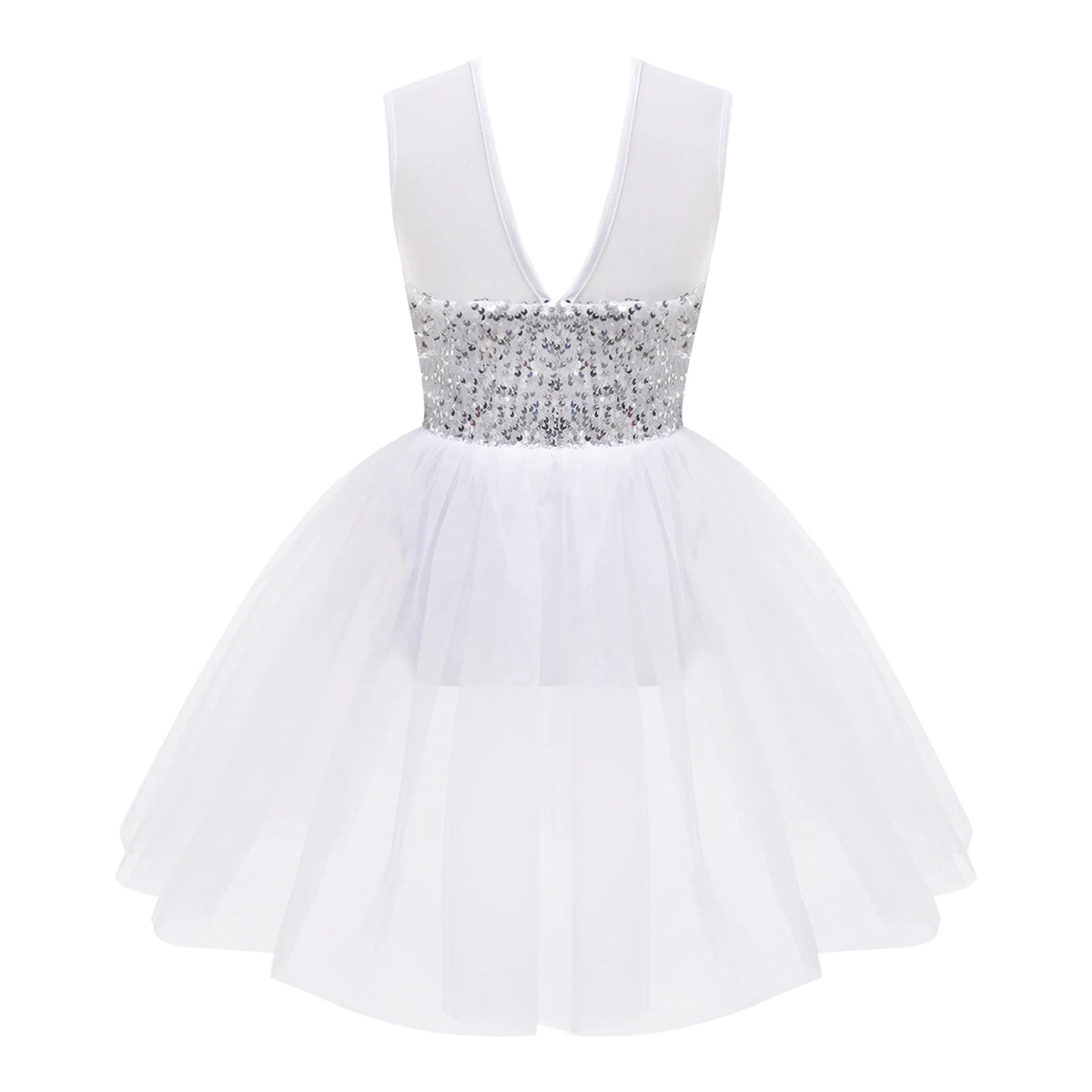 Girls Ballet Gymnastics Figure Ice Skating Sequin Leotard Tutu Dress Performance Dancewear