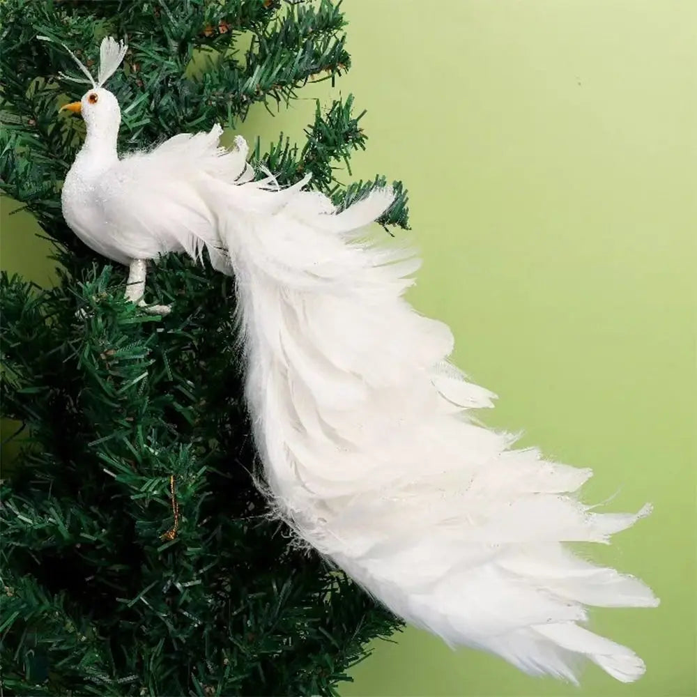 White Peacock Light Weight Christmas Tree Decoration