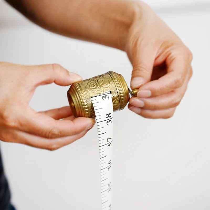 150cm Brass Floral Relief Hand-Cranked Tape Measure