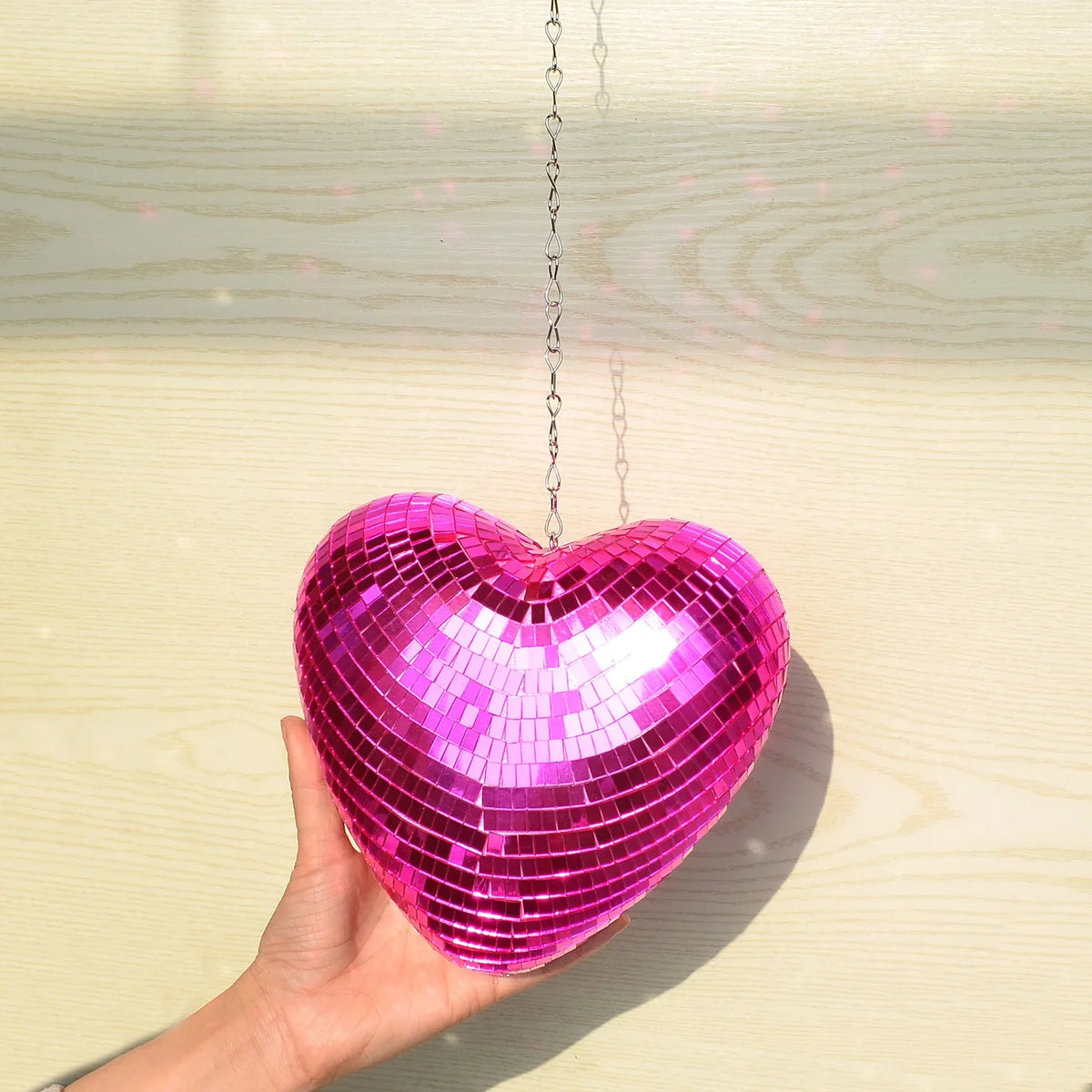 Love Heart Disco Ball Hanging Decoration with Chain