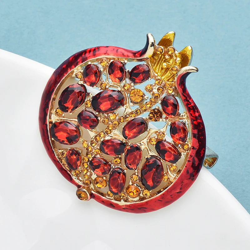 Red Crystal Pomegranate Brooch