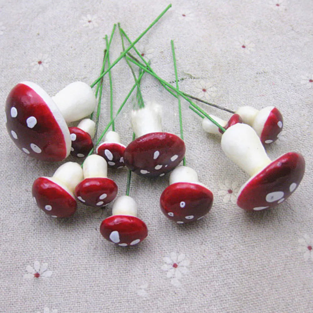 Mushroom Picks 33PCS Miniatures Artificial Foam Resin Fairy Garden Bonsai Pot Plant Decor