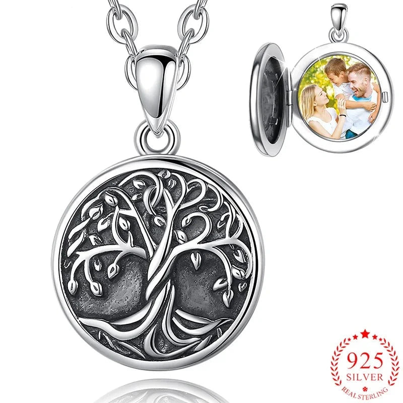 Tree Of Life Photo Locket Necklace 925 Sterling Silver
