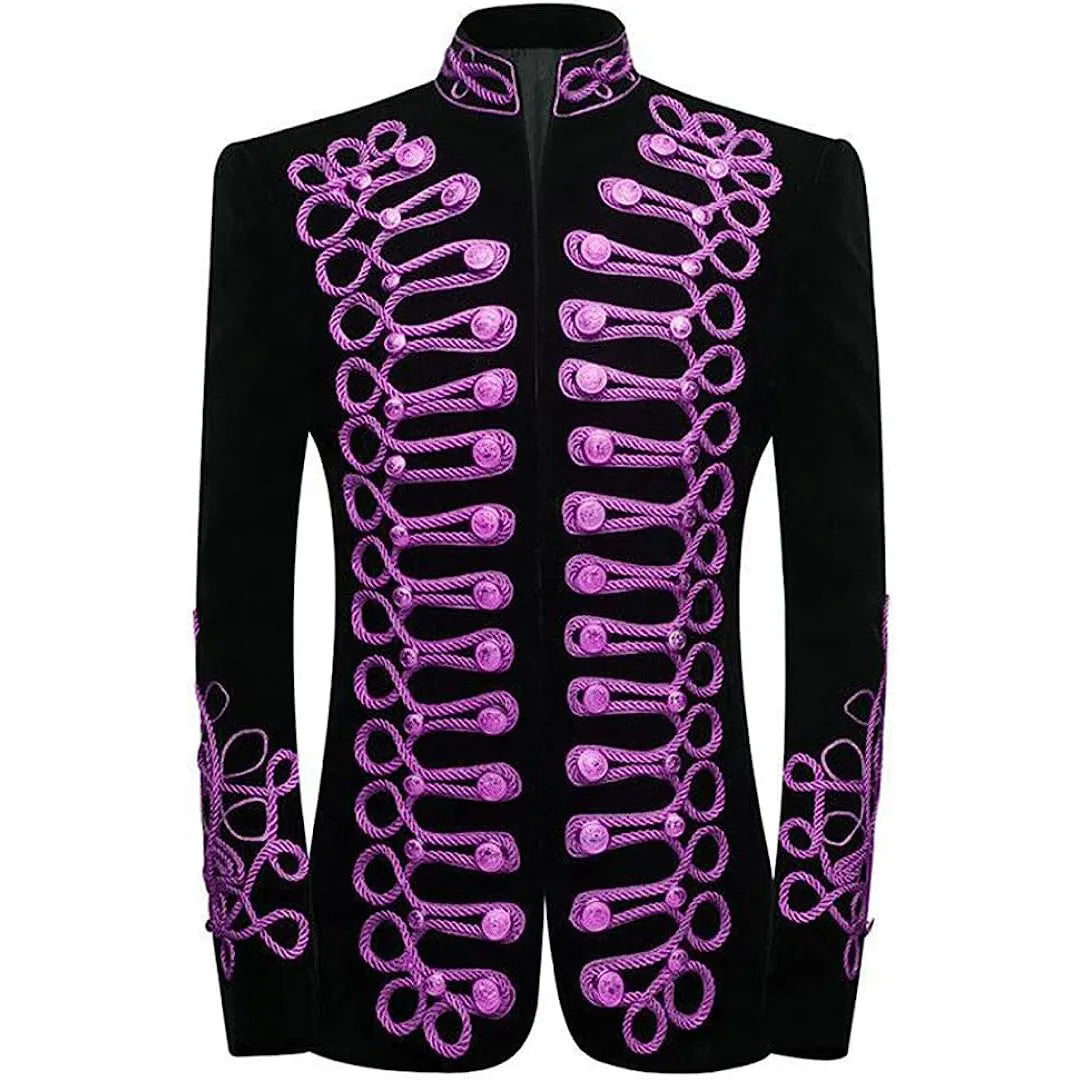 Mens Military Velvet Suit Blazer
