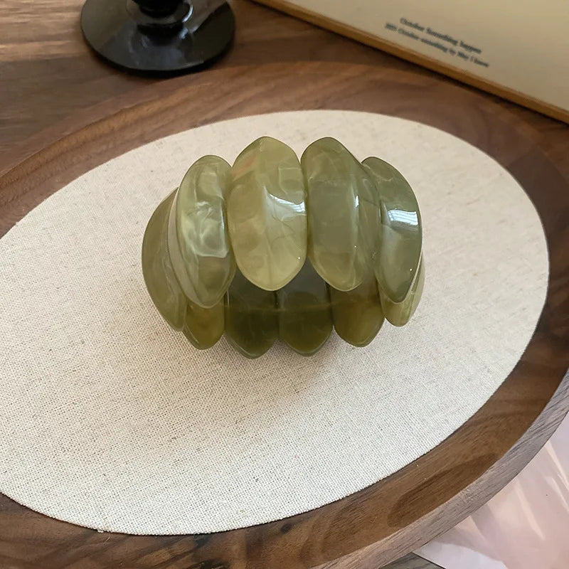 Smudged Oval Acrylic Elastic Bangles Bracelets