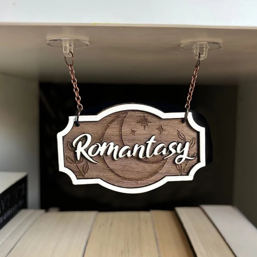 Wooden Bookshelf Signs Library Decor