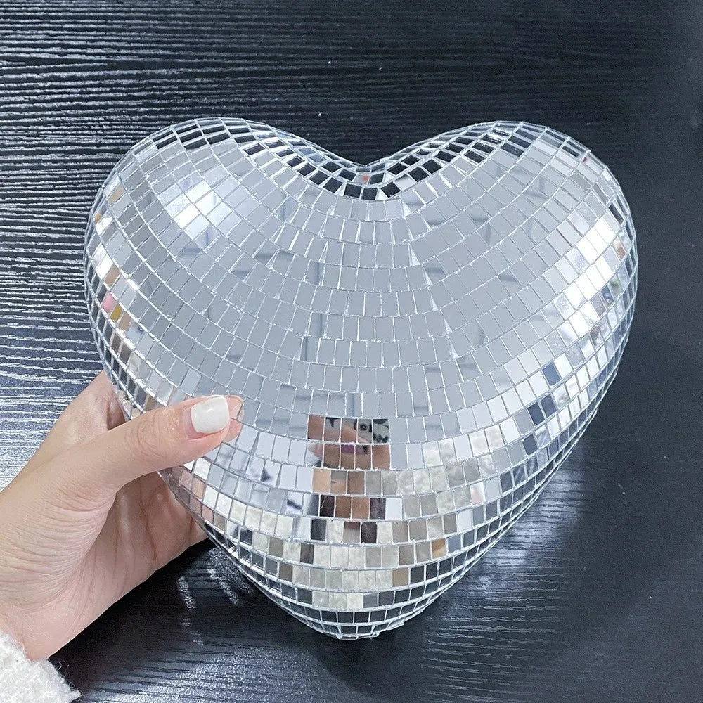 Heart-Shaped Disco Mirror Ball Decorations