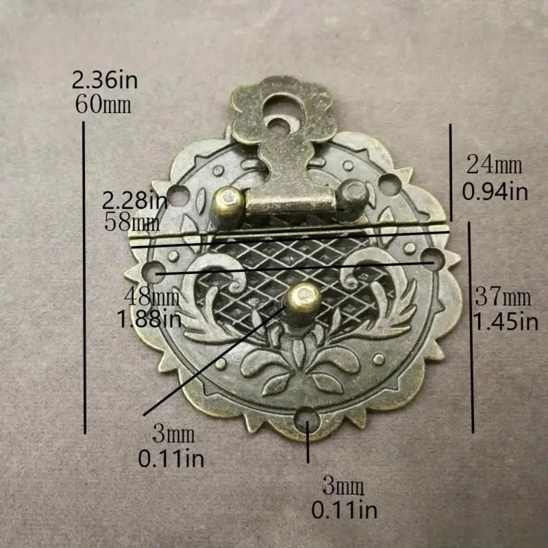 Round Metal Hasp with Floral Design Decorative Latch for Wooden DIY Projects