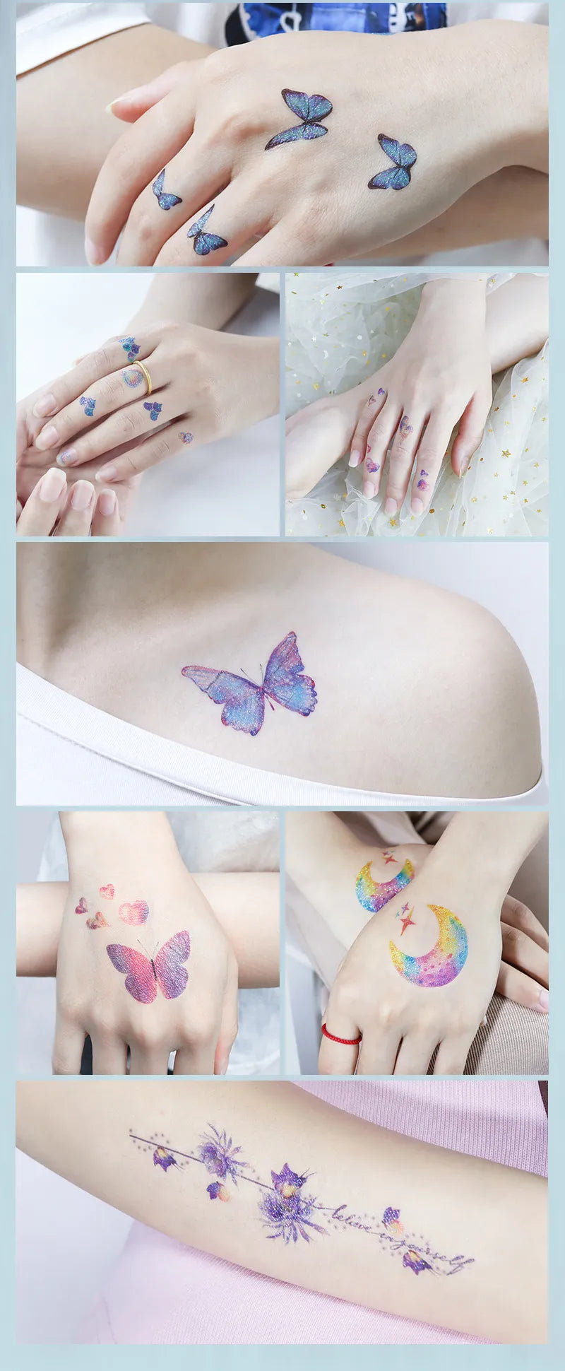 Temporary Face Tattoos Sparkly Fairy Butterfly Wings