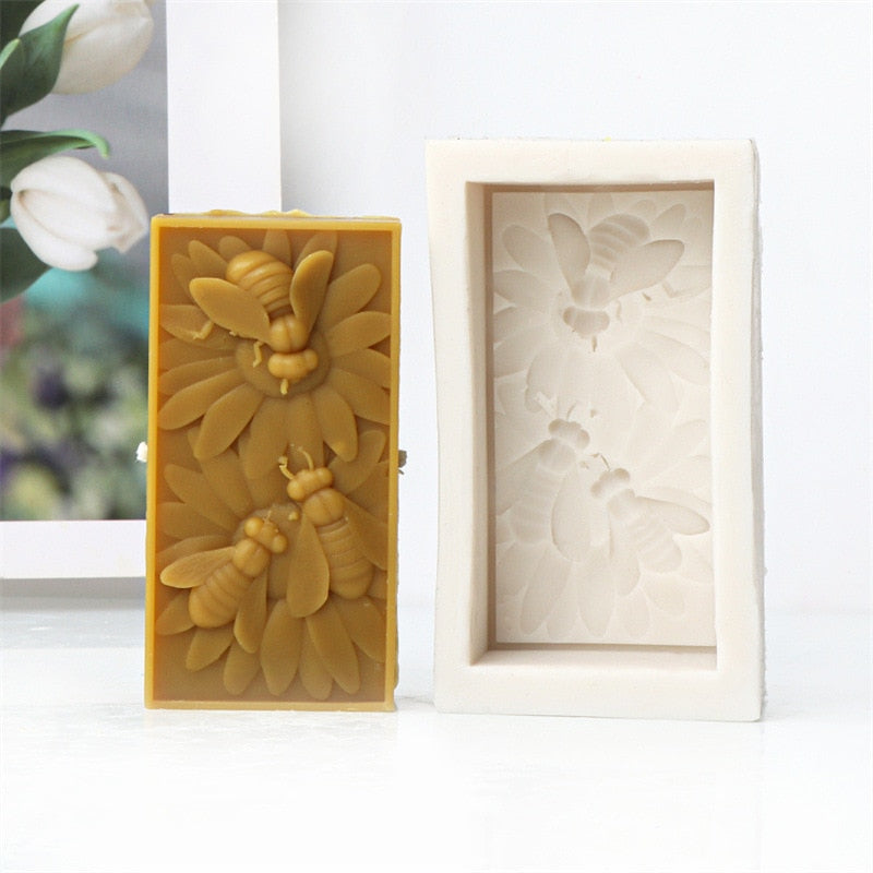 Bee Flower Silicone Mould DIY Soap Resin Baking Plaster Candle Making Moulds