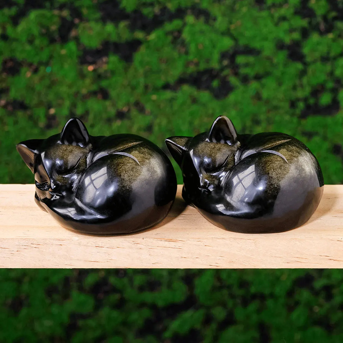 Natural Gemstone Golden Obsidian Sleeping Cat