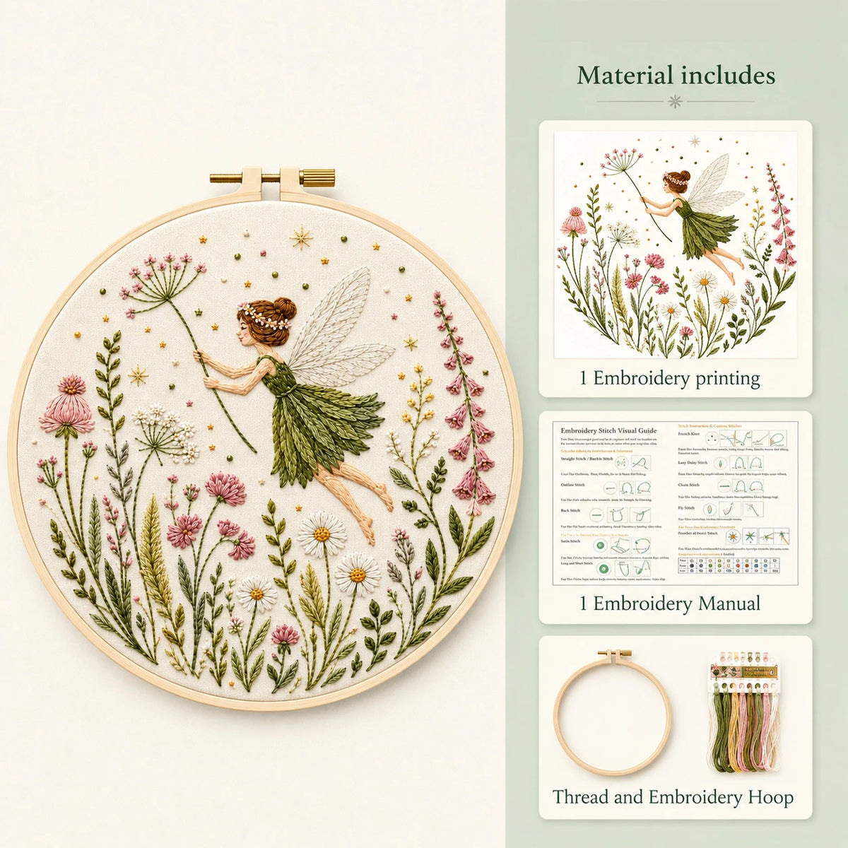 Flower Fairy DIY Embroidery Kit for Beginners