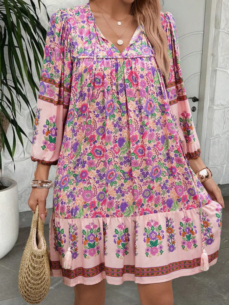 Angie's Boho Long Sleeve Short Dress