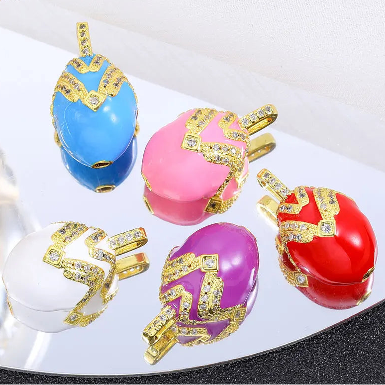 Enamel Easter Egg Pendants 18K Gold Plated Charms For DIY Earrings Necklaces Jewellery Making