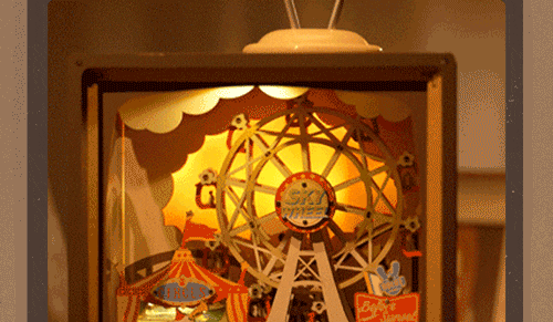 Sunset Carnival Retro TV Music Boxes with Lights 3D Wooden DIY Model Kit Puzzle Toys