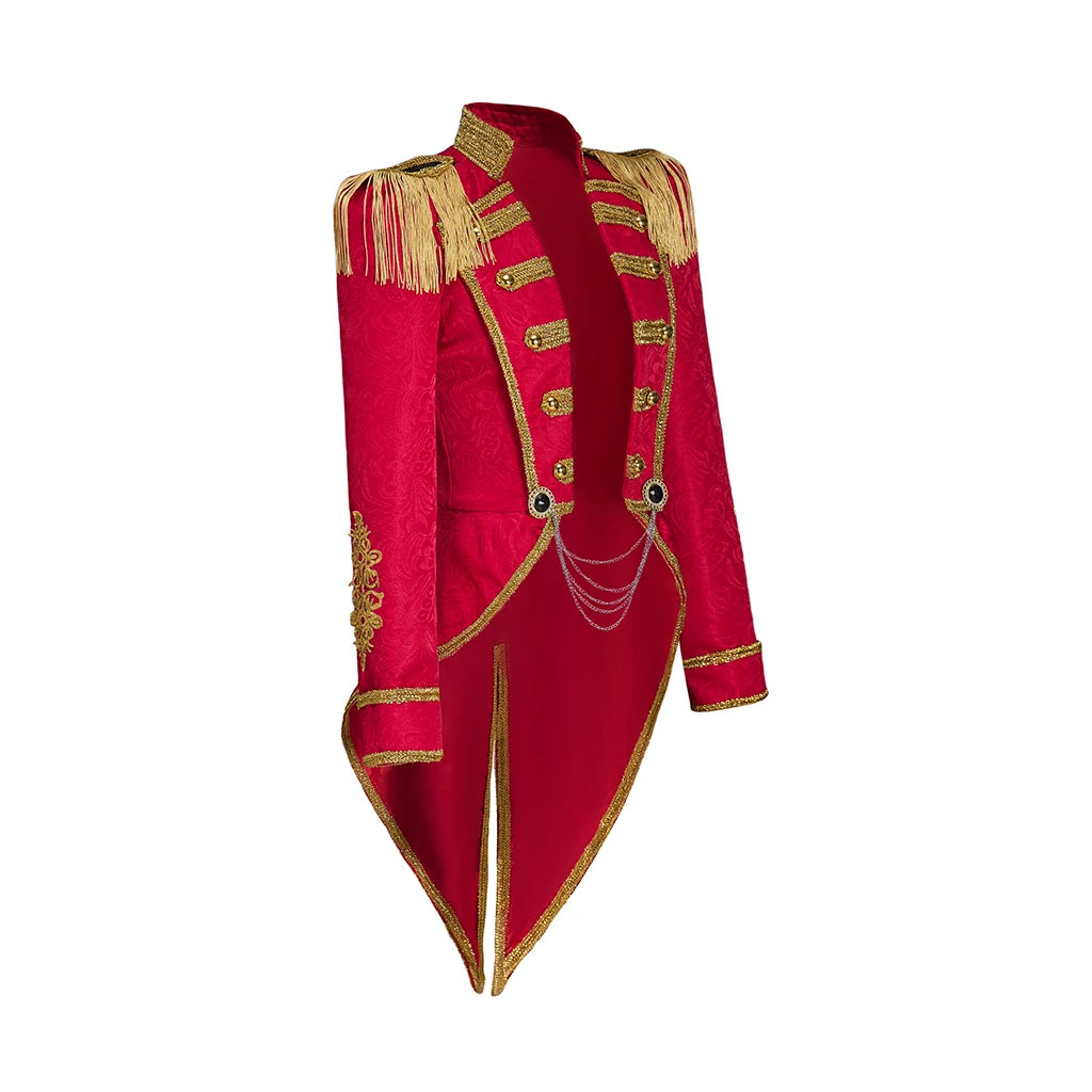 Ringmaster Jacket Regency Queen Red Fringed Military Tuxedo Women Gothic Steampunk Victorian Officer Uniform Coat