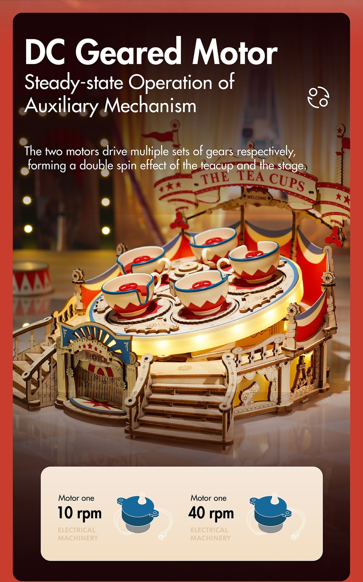 Tilt-A-Whirl Kit DIY Wooden Model Kit