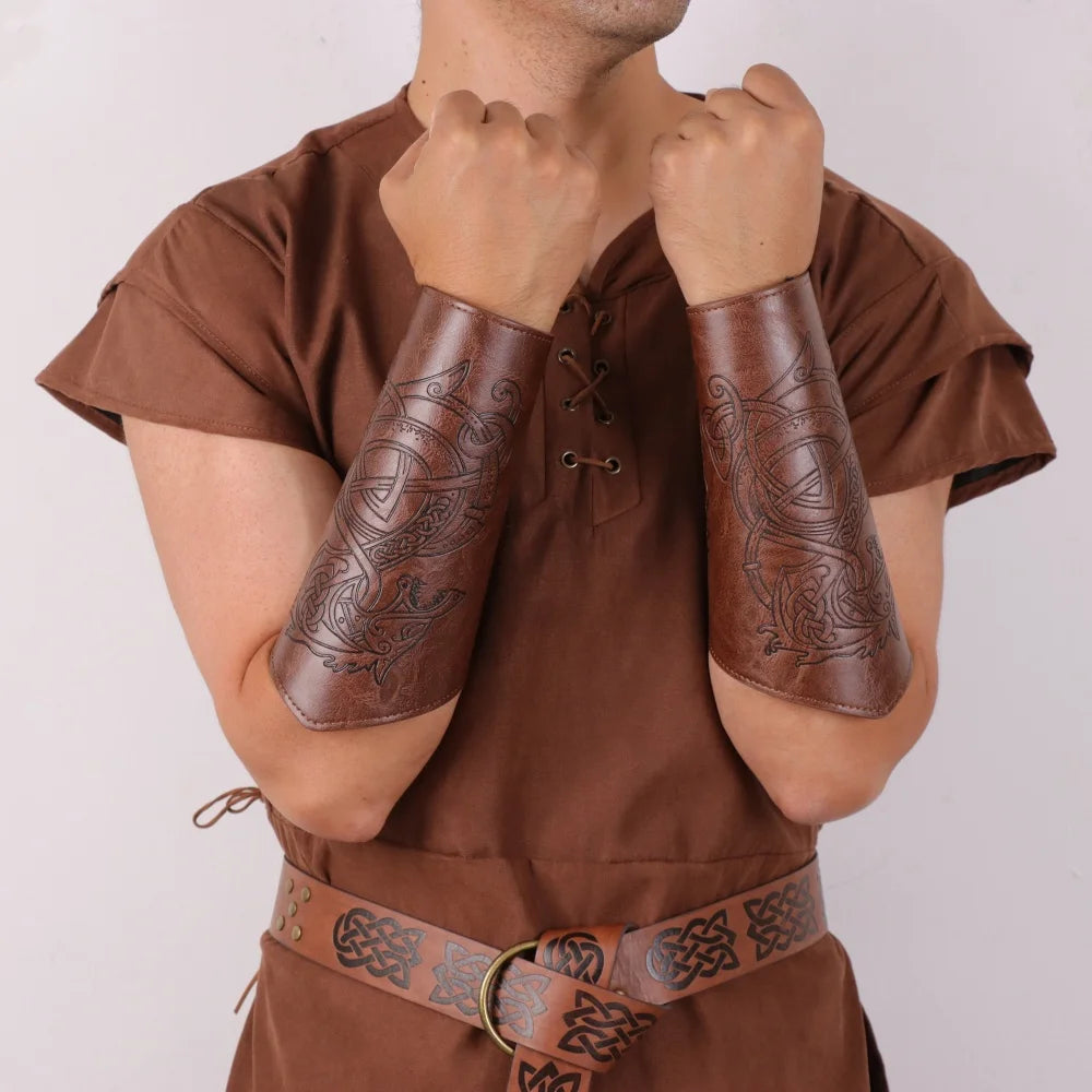 2pcs Viking Arm Guards Vambraces Medieval Norse Armor Cuffs LARP Cosplay