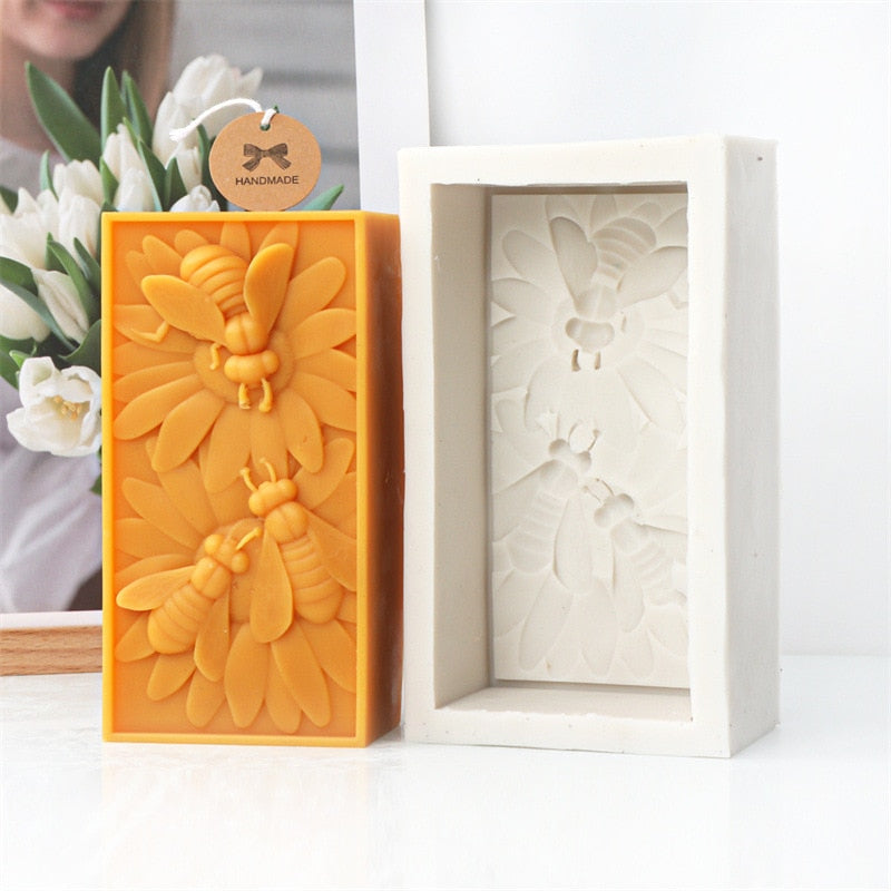 Bee Flower Silicone Mould DIY Soap Resin Baking Plaster Candle Making Moulds