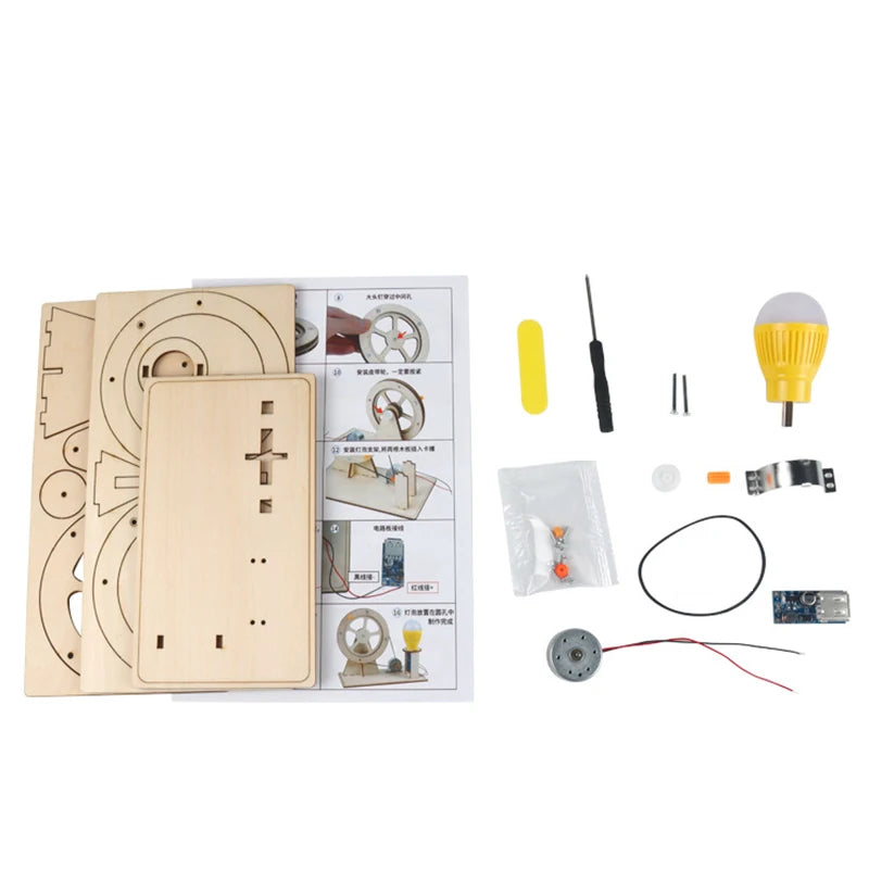 Wooden Hand Generator Kids Science Toy STEM Technology Gadget Physics Kit Educational Toys for Children