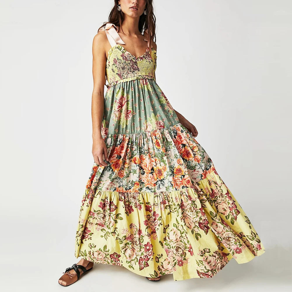 Ari's Boho Maxi Dresses 9 Colours Vintage Floral Print Summer Dress