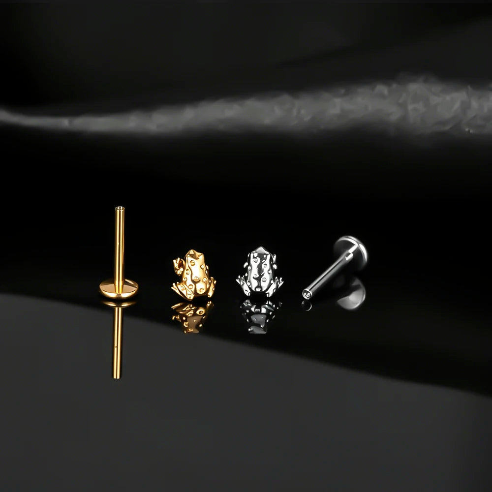 1PCS Titanium Tiny Frog Helix Earring Lobe Cartilage Stud Labret Lip Piercing Jewellery