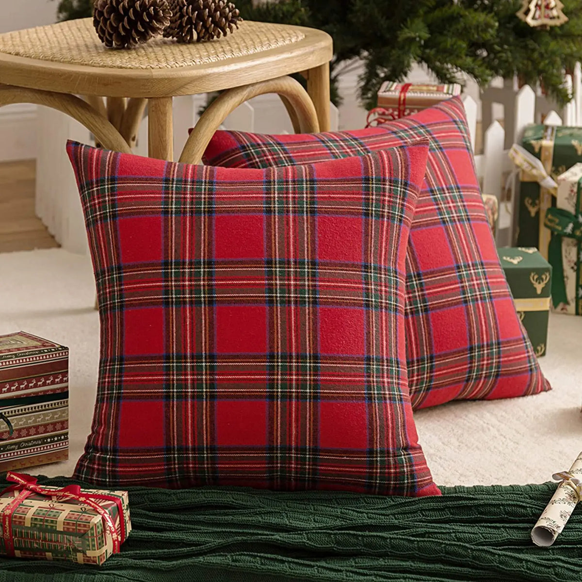Christmas Plaid Cushion Pillow Covers Plush Pillows for Couch Sofa Living Room Decoration Nordic Home Decor