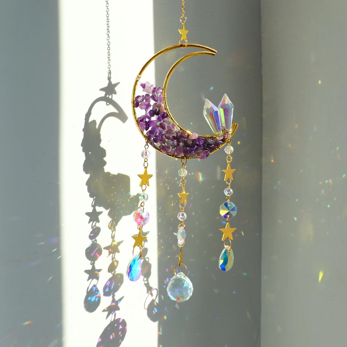 Sun Catcher Moon Crystal Rainbow Prism Garden Home Decor