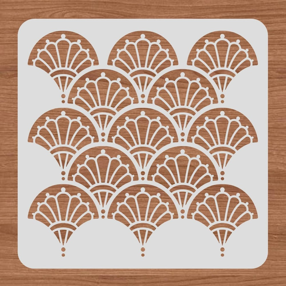 12x12inch Plastic Large Art Deco Fish Scale Stencil