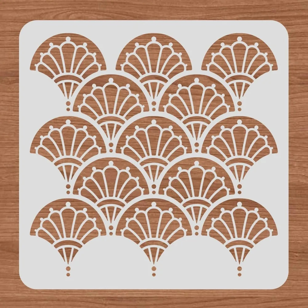 12x12inch Plastic Large Art Deco Fish Scale Stencil