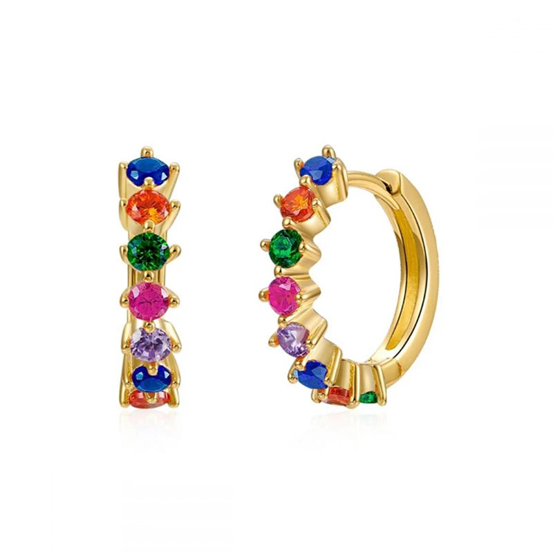 Colourful Zircon Gold Stud Earrings Mix'n'Match