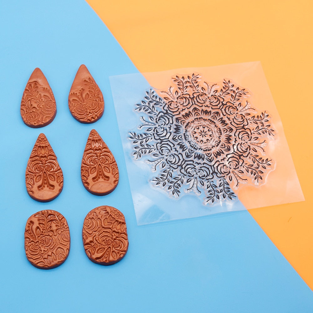 9cm Mandala Pottery Polymer Clay Texture Sheets Embossing Stamp