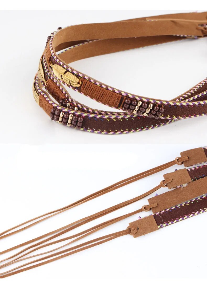 Golden Feather Hat Bands Hand-Wound Hat Belt